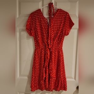Flowy Red and White Polka Dot Dress